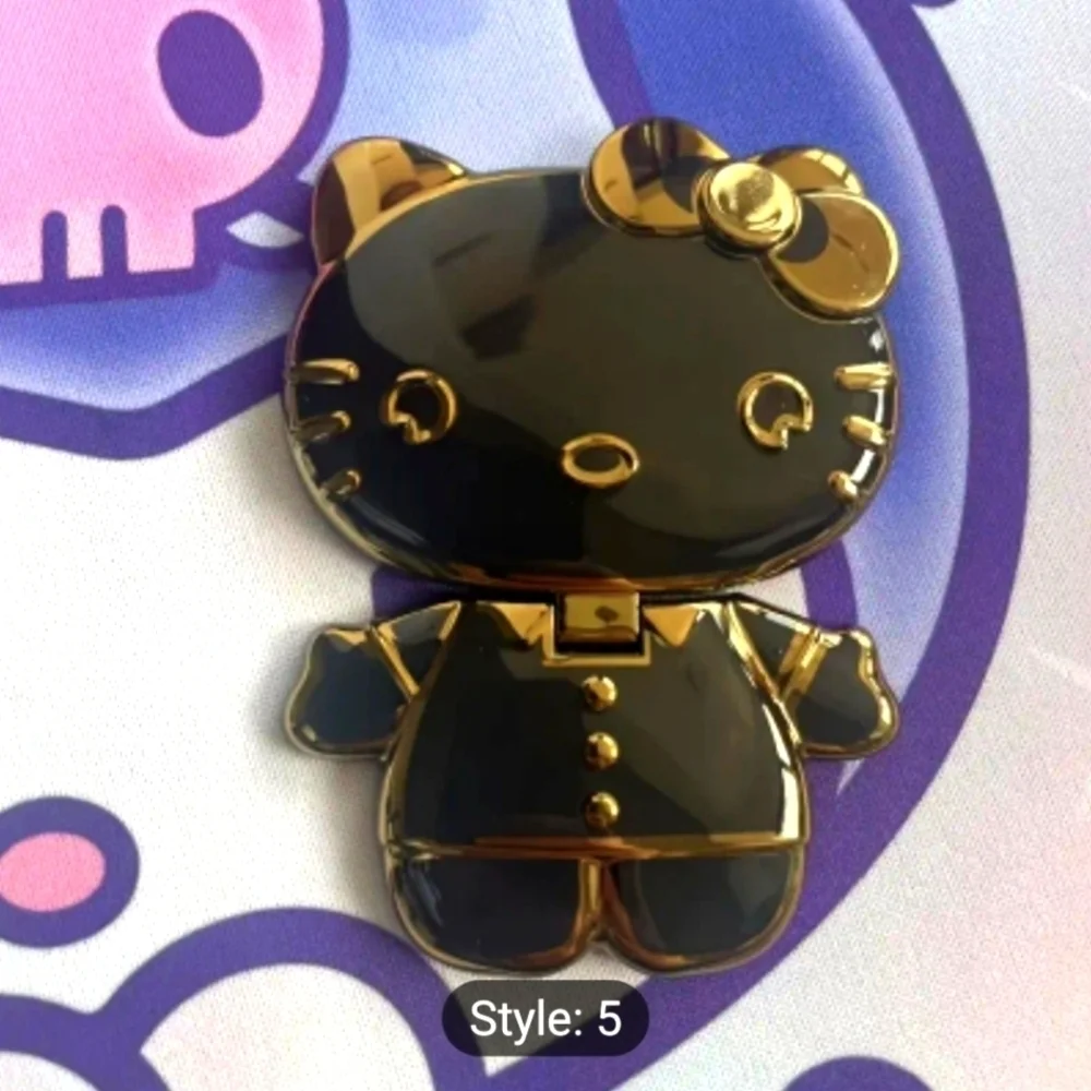 Hello Kitty Rotatable Folding Phone Stand Mirror - BLACK